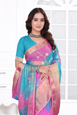 Aarunika fashion Solid/Plain Bollywood Organza Saree(Yellow)