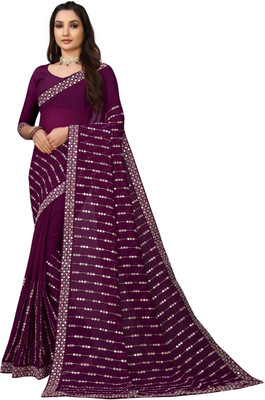 NANDKASHI Embroidered Bollywood Georgette Saree(Purple)