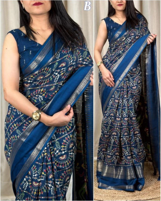 Bollytrend Solid/Plain Bollywood Georgette, Silk Blend Saree(Multicolor)