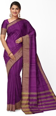 Silkbazar Printed Daily Wear Cotton Silk Saree(Purple)