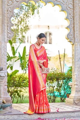 Tasrika Woven Kanjivaram Silk Blend Saree(Orange)