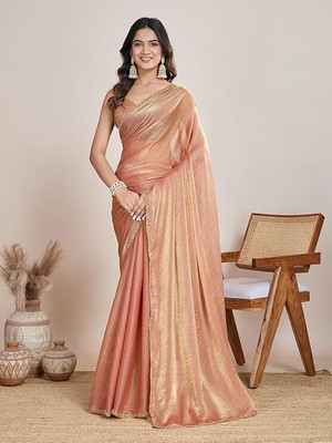Mayank Solid/Plain Bollywood Jimmy choo Saree(Pink)