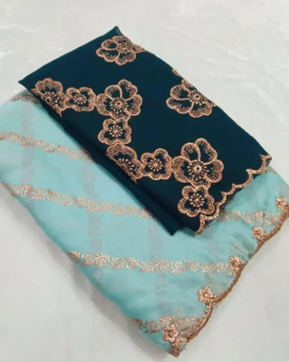 CLICKTHEMALL Self Design Leheria Satin Saree(Blue)