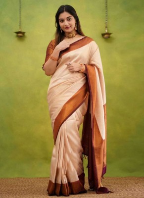 JASOL CREATION Self Design Banarasi Art Silk Saree(Cream)