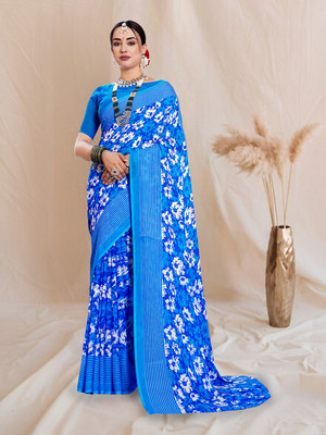sagarika Printed Bollywood Georgette Saree(Blue)
