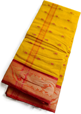 Maasaree Woven Tant Pure Cotton Saree(Yellow)