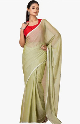 Kumaresh Creation Solid/Plain Tant Pure Cotton Saree(Light Green)