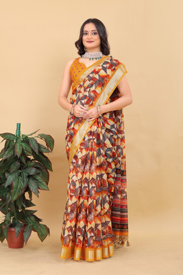 krishvi Embroidered Bollywood Net Saree(Yellow)