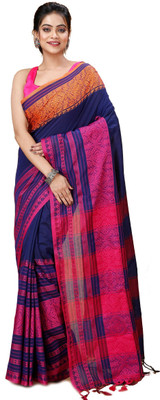 ADbutiq Self Design Handloom Pure Cotton Saree(Blue)