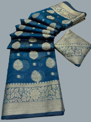 KRUBUX Applique Bollywood Lycra Blend Saree(Light Blue)