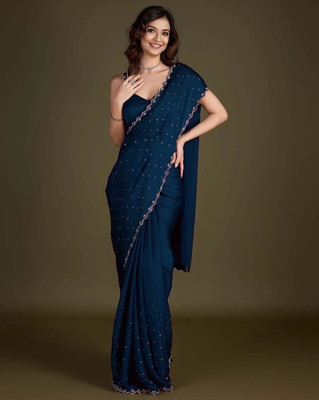 Bhojal Creation Embellished Bollywood Tussar Silk Saree(Light Blue)