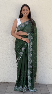 Ramya Embroidered Bollywood Georgette Saree(Green)