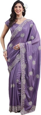 ECOLEAF Embroidered Daily Wear Silk Blend Saree(Green)