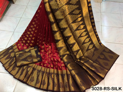 RAGHUNANDAN EXIM Printed Kanjivaram Nylon Saree(Maroon)