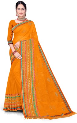 SEEMA TEXTILES Embroidered Bollywood Georgette Saree(Orange)