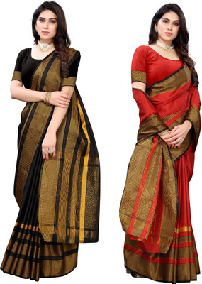 VJ FASHION Solid/Plain Daily Wear Cotton Silk Saree(Multicolor)