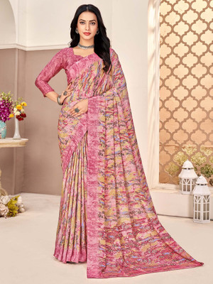 Divastri Printed Chinnalapattu Crepe Saree(Pink)