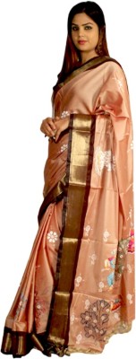 wearswadeshi Hand Painted, Self Design Paithani Silk Blend Saree(Beige)