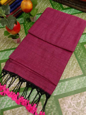 Parbati fashion Solid/Plain Tant Pure Cotton Saree(Magenta)