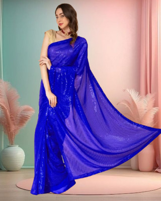 JAYAMENTERPRISE Embellished Bollywood Georgette Saree(Light Blue)