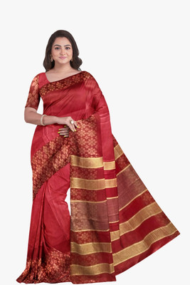 ASHMITAS COLLECTION Self Design Handloom Tussar Silk Saree(Maroon)