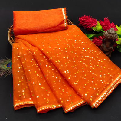 CHITRA FASHION Printed Bollywood Net Saree(Orange)