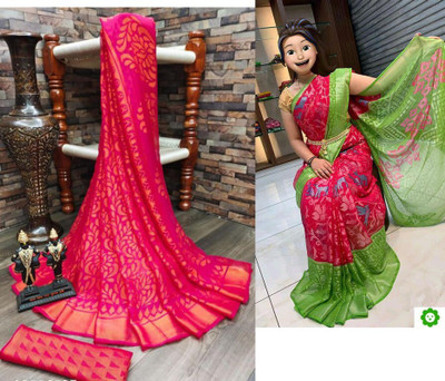 Sita Self Design Bollywood Brasso Saree(Pack of 2, Multicolor)