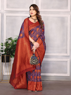 Soor Panchi Woven Kanjivaram Pure Silk Saree(Purple)