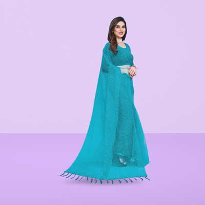 BHAGWATI ART Self Design Bollywood Net Saree(Green)