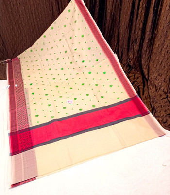 Spewim Woven Handloom Cotton Blend Saree(Yellow)