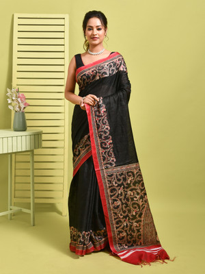 Rupeshwari Self Design Bollywood Silk Blend Saree(Black)