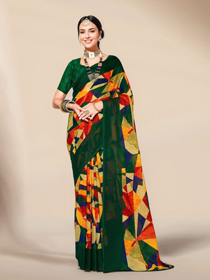 sagarika Printed Daily Wear Georgette Saree(Green)