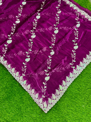 RK Creation Embroidered Bhagalpuri Silk Blend Saree(Purple)