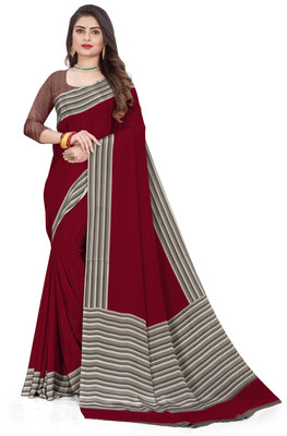 Dori Printed Daily Wear Crepe, Silk Blend Saree(Maroon)