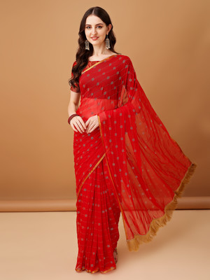 DIVYASHAKTI FASHION Embellished Daily Wear Chiffon Saree(Red)