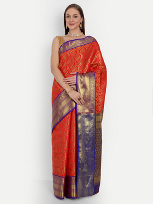 amirat Self Design, Woven Kanjivaram Jacquard Saree(Red)
