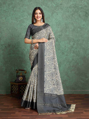 Tasrika Printed, Paisley Bollywood Pure Silk Saree(Grey)