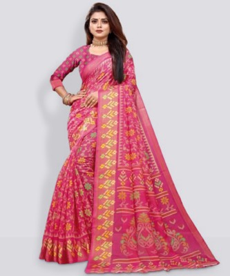 Saadhvi Printed Daily Wear Cotton Silk Saree(Pink)