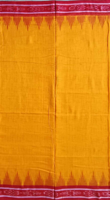 DK FASHION Woven Sambalpuri Pure Cotton Saree(Yellow, Red)