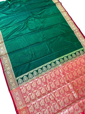 Hadi Collection Self Design Banarasi Satin Saree(Green)
