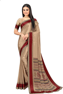 Vimla Printed Daily Wear Tussar Silk Saree(Brown, Maroon)