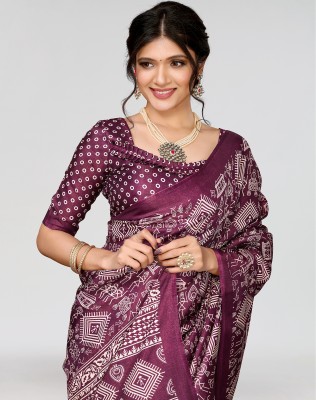 ANIRAV Printed Daily Wear Art Silk Saree(Purple)