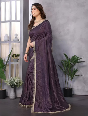 HIJA TRENDZ Solid/Plain Bollywood Satin Saree(Maroon)
