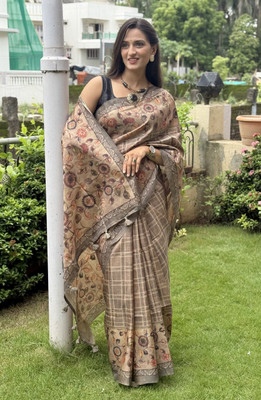 VASTRA VILLA Checkered Bollywood Art Silk Saree(Multicolor)