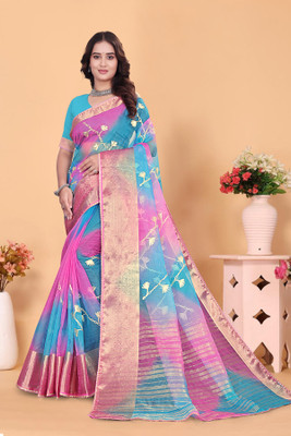 Aarunika LGF Solid/Plain Bollywood Organza Saree(Yellow)