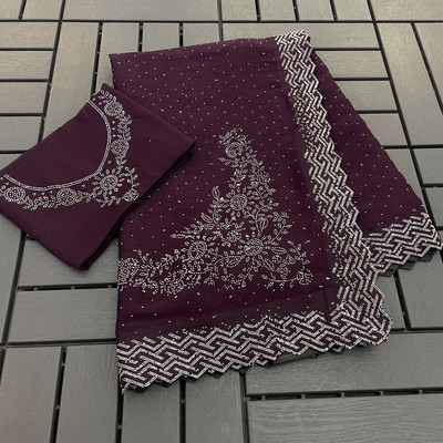 HouseOfCommon Embellished Bollywood Organza Saree(Purple)