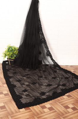 DEVKISONDESIGNER Embroidered Bollywood Net Saree(Black)