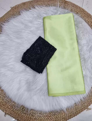 Aruna Sarees Solid/Plain Bollywood Satin Saree(Light Green)