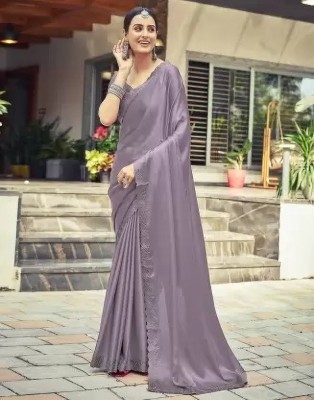 WILLMAKE Printed Bollywood Georgette Saree(Purple)