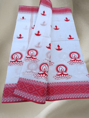 Happy Creation Woven Jamdani Cotton Blend Saree(Multicolor)